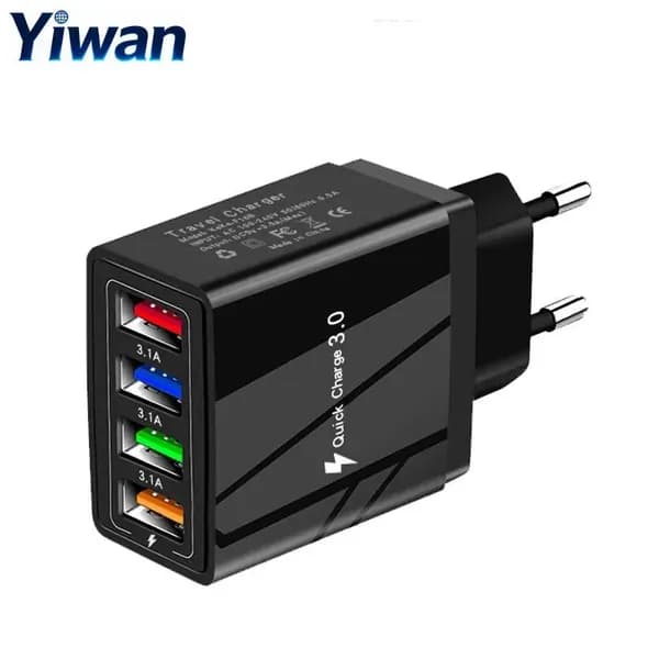 Сетевой адаптер 4USB 5V/3.1A с защитой от перегрузки, компактный для путешествий