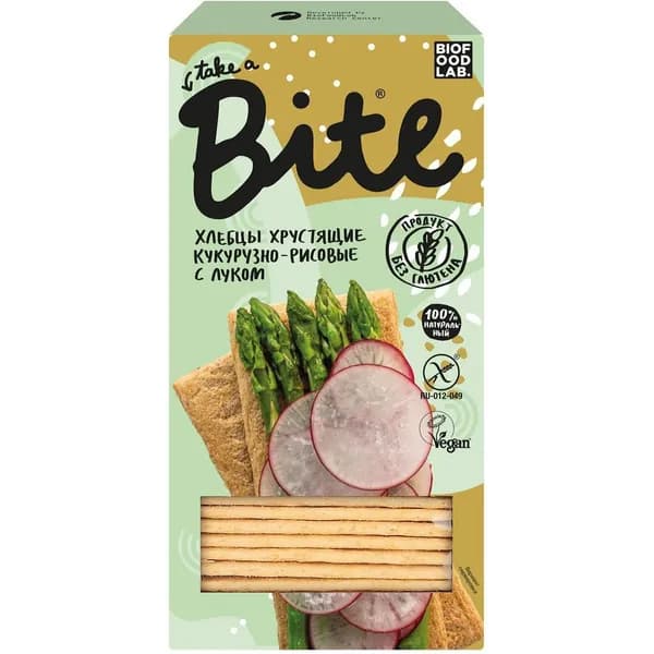 Хлебцы кукурузно-рисовые Take a Bite хрустящие с луком 150 г