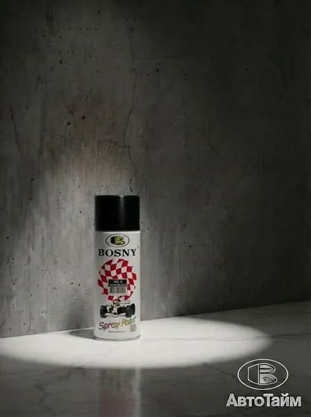Bosny Аэрозольная краска Быстросохнущая, Гладкая, до 105°, Акриловая, Полуматовое покрытие, 0.52 л, 0.30 кг, черный