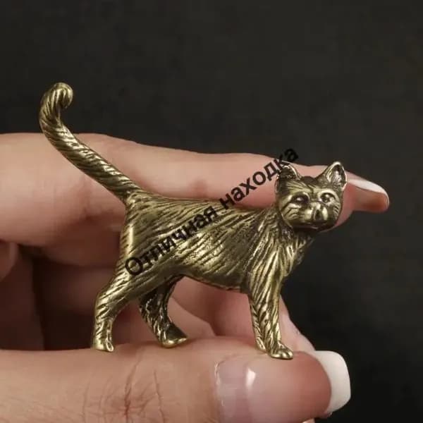 Винтажная статуэтка котенка из латуни