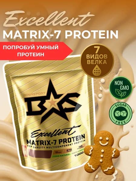 Многокомпонентный протеин Binasport "Excellent Matrix-7 PROTEIN" 1000 г со вкусом имбирного пряника