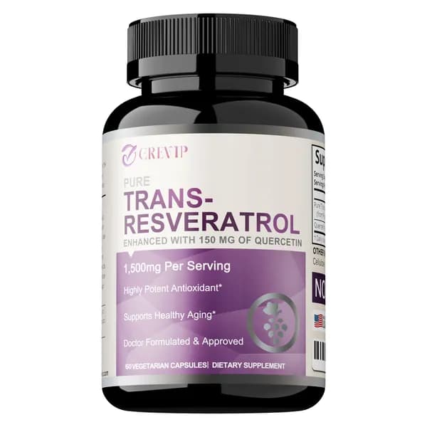 Капсулы Grevip Pure Trans Resveratrol разработаны для обеспечения мощной антиоксидантной поддержки и содействия здоровому старению.