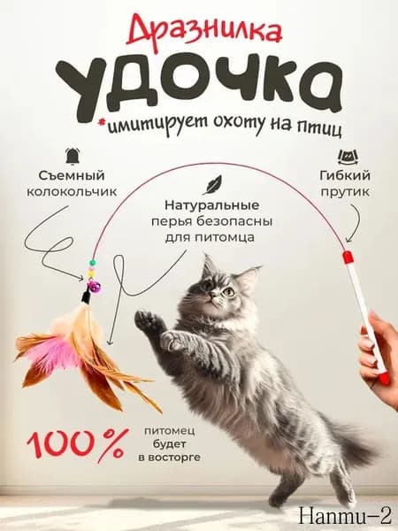 Игрушка для кошек / ДРАЗНИЛКА - удочка с перьями