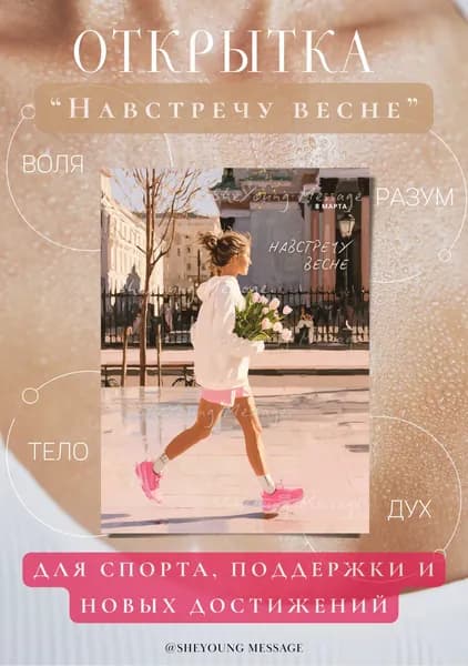 Открытка на 8 Марта "Навстречу весне", 10 x 15, с конвертом