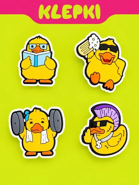 KLEPKI Джибитсы "Утка" для crocs, сабо, набор 4шт, джиббитсы для крокс