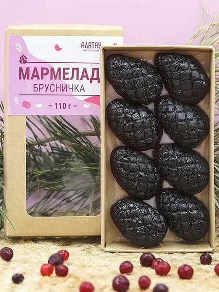 Мармелад натуральный Алатау, брусничный, 110 гр, полезные сладости
