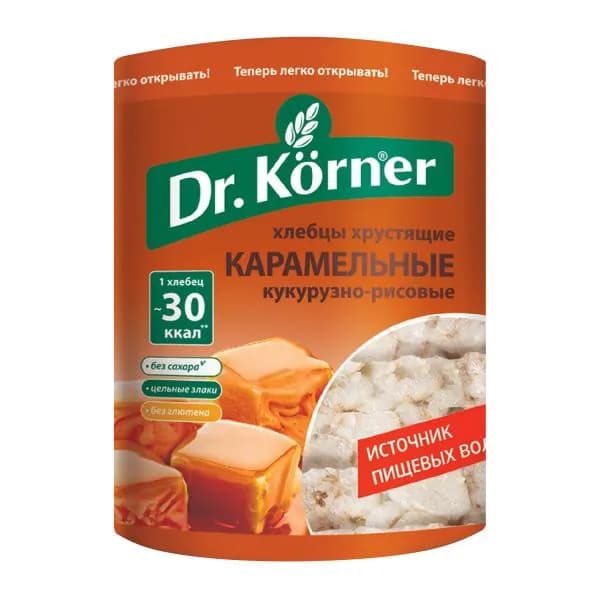 Хлебцы Кукурузно-рисовые Карамельные без глютена Dr.Korner 90г