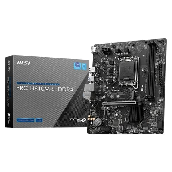Материнская плата MSI PRO H610M-S DDR4, Socket LGA 1700, Intel H610, mATX. Поддержка DDR4 до 3200 МГц, 12/13/14 поколение Intel.