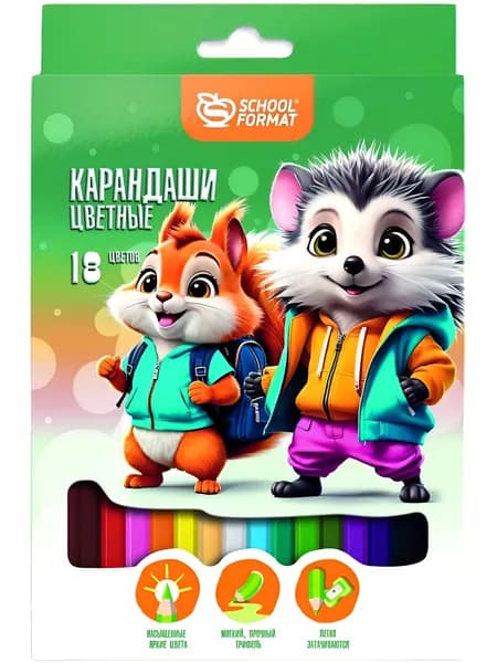 Набор карандашей, вид карандаша: Цветной, 18 шт.