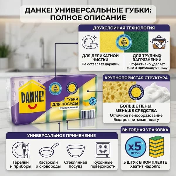 Губки для мытья посуды danke