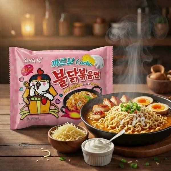 Лапша быстрого приготовления Hot Carbonara Chicken Ramen
