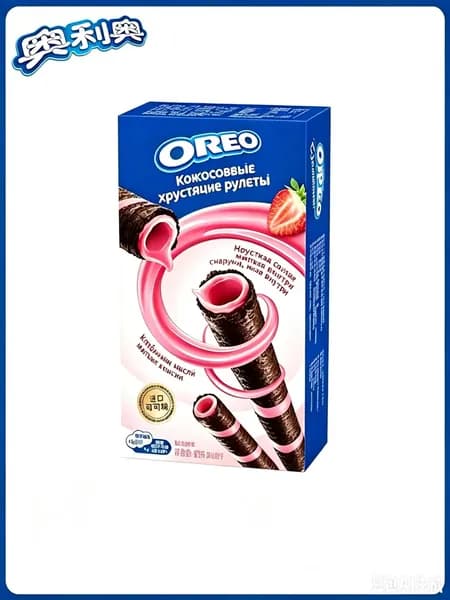 Oreo Хрустящие рулеты с какао Клубнично-молочный вкус, 1 коробка