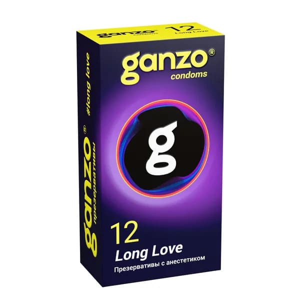 Презервативы Ganzo Long Love, с анестезирующим эффектом, латекс, 18 см, 12 шт.