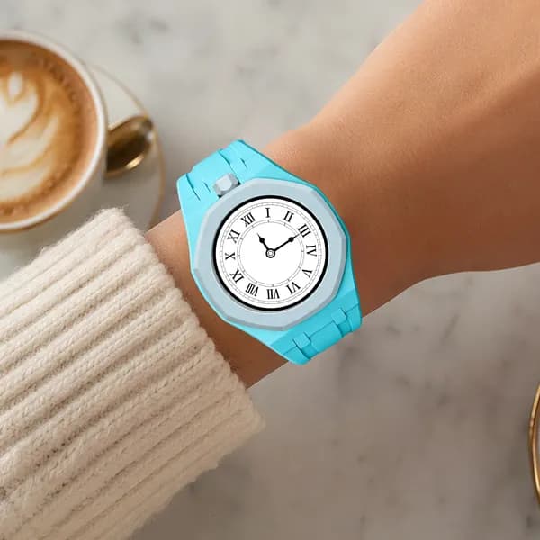 Браслет для часов Swatch x Royal Pop из биокерамики и силикона, цвет Тиффани , крепление в 12 часов