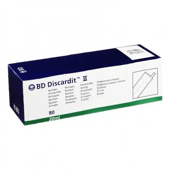 Шприц BD Discardit II 20мл с иглой 0,8х40мм (21G) №80 (арт. 301785)