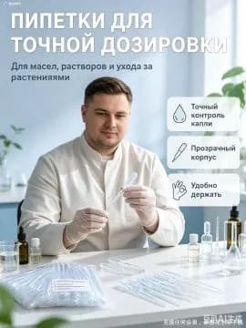 100 одноразовых пластиковых пипеток с делениями