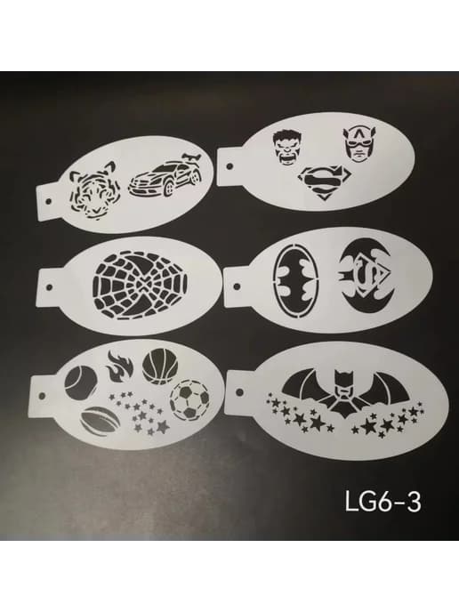 Трафареты для лица LG6-3, 6 шт