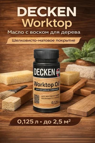 Масло-воск DECKEN Worktop для дерева, белое 125 мл
