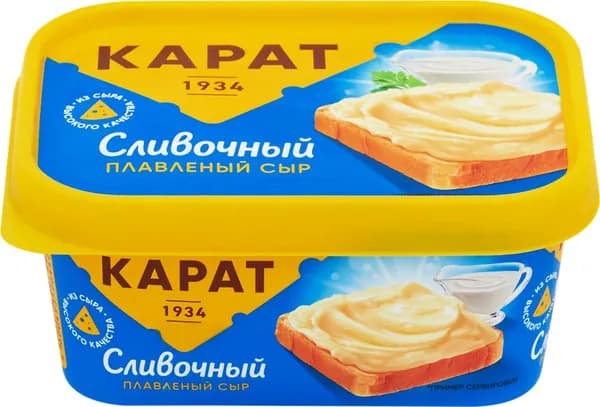 Сыр плавленый КАРАТ Сливочный 45%, без змж, 400г 3 шт.
