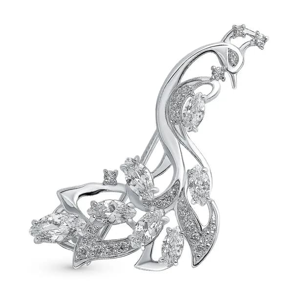 Брошь с фианитами серебро 925 пробы 585GOLD