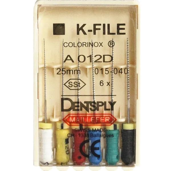 К-файлы Колоринокс/K-File Colorinox, Dentsply Maillefer,№020 25мм 6шт-каналорасширитель ручной
