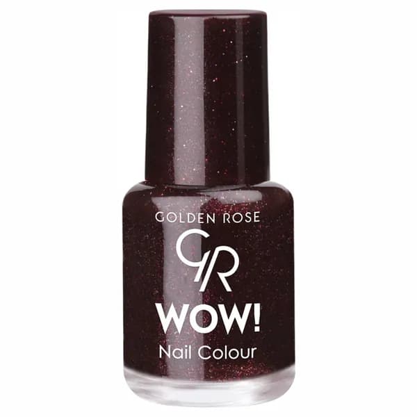 Golden Rose Лак для ногтей WOW, тон 065 темное бордо с золотыми искрами