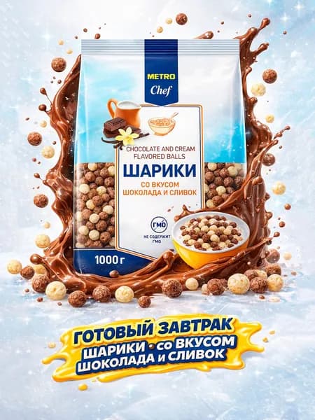 Готовый завтрак Шарики со вкусом шоколада и сливок METRO Chef, 1кг