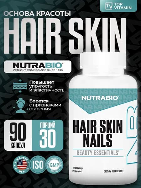 NutraBio Hair Skin Nails, комплекс для волос, кожи и ногтей