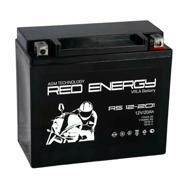 Мото аккумулятор RED ENERGY RS 12201 (12В 20Ач 270А 175х87х154мм) обр.пол.