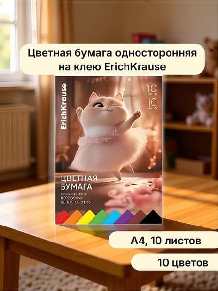 Бумага цветная, 10 лист., шт
