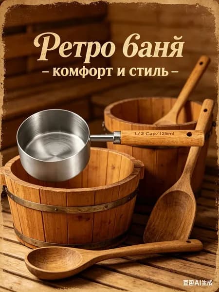 Бондарное изделие для бани Кружка для бани, 0.125 л