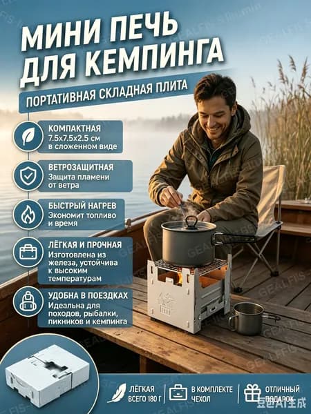 Подставка-горелка таганок для сухого горючего, разборная мини печь , для рыбалки, охоты, кемпинга, разогрева еды и кипячения воды