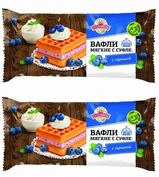 Дарница Вафли мягкие Суфле с черникой, 122 г, 2 уп