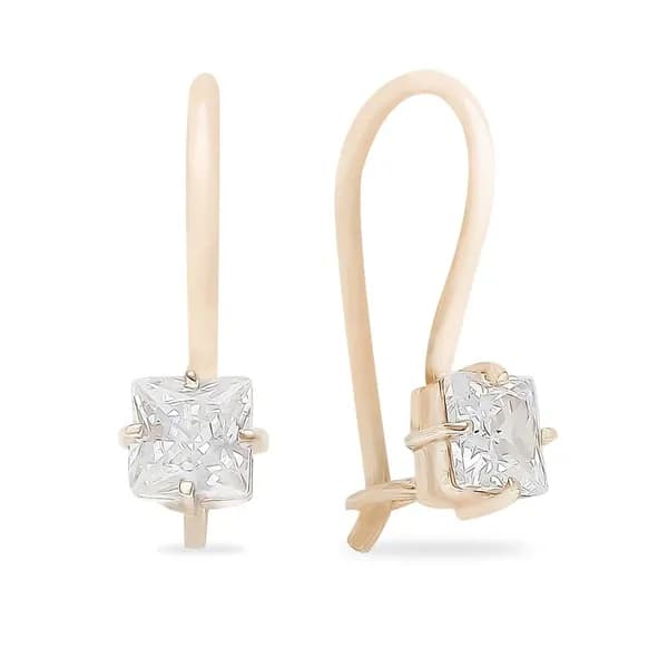 Серьги детские с фианитами из красного золота 585 пробы 585GOLD