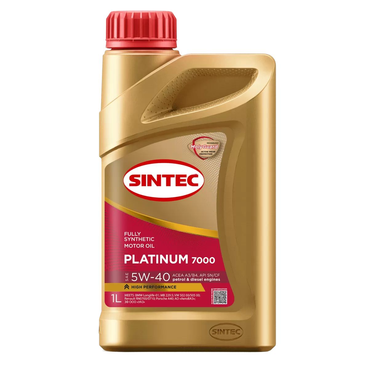 SINTEC Platinum 7000 ACEA A3/B4 API SN/CF 5W-40 Масло моторное, Синтетическое, 1 л