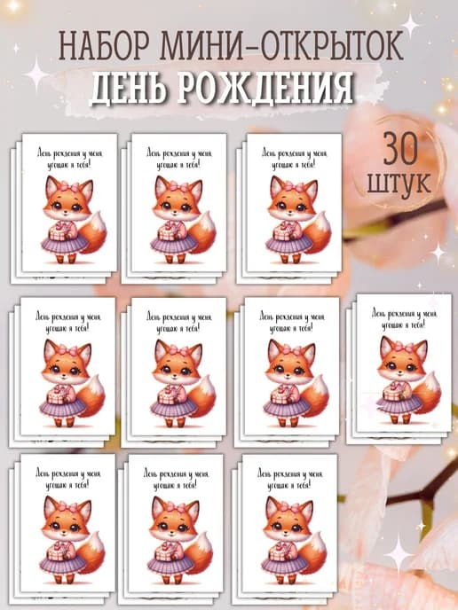 Набор мини открыток с днем рождения