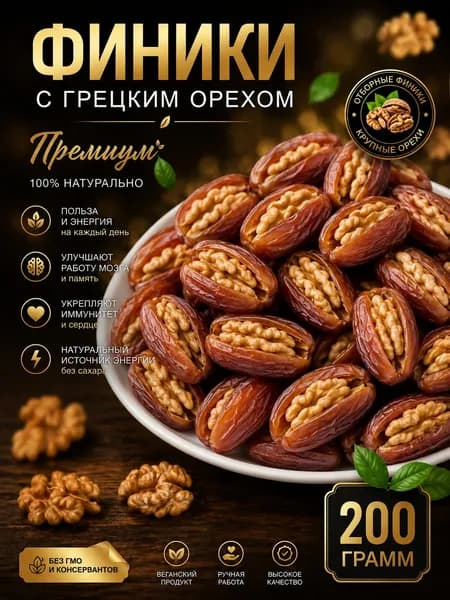 Финики Алжир с грецкими орехами 200гр