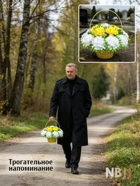 Корзина ритуальная с искусственными цветами