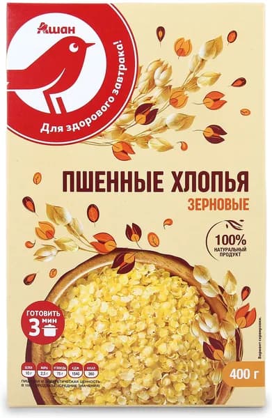 Хлопья АШАН Красная птица пшенные, 400 г
