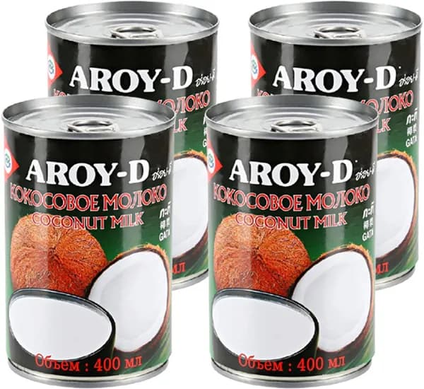 Молоко Aroy-D кокосовое 70%, жирность 17-19%, 400 мл 4шт.