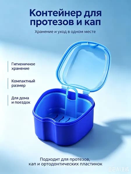 Контейнер для зубных протезов, бокс для ортодонтических капп со съемной корзиной, гигиеничное хранение протезов дома и в поездках