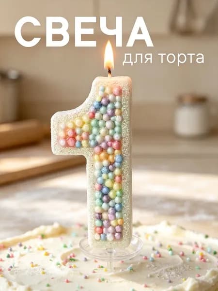 Свечи для торта цифра 1 "Без отдушки", 12 см