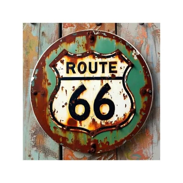 Металлическая Картина Винтажная Route 66, Украшение Для Гаража, Бара, Дома.20x20cm