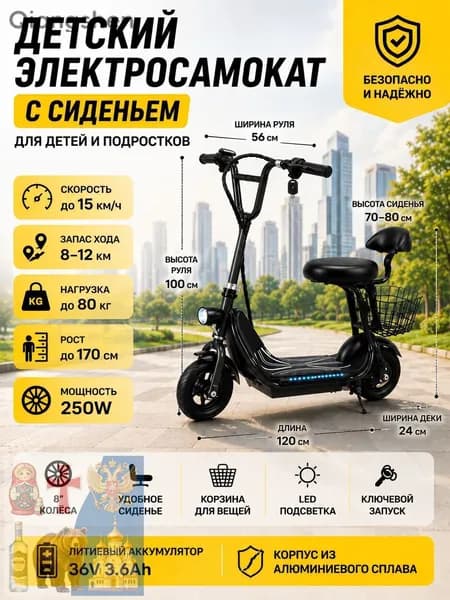 Электросамокат Хит продаж3600, синий