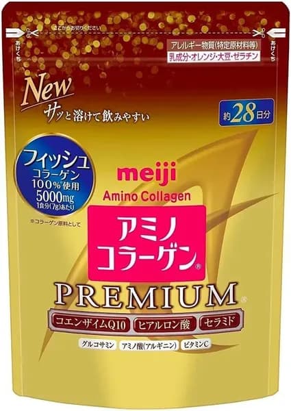Meiji Amino Collagen Японский морской коллаген гидролизованный с витамином С (порошок на 28 дней)