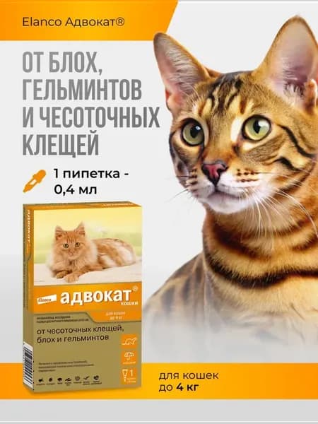Адвокат для кошек до 4 кг, 1 пип