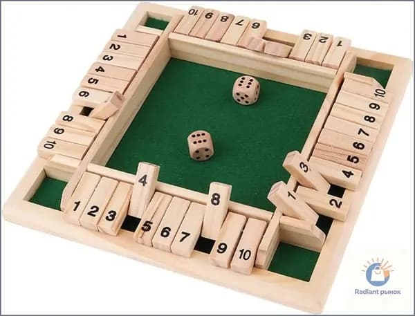 Настольная игра "Закрой коробку" (Shut The Box) для развития математики у детей 4-7 лет