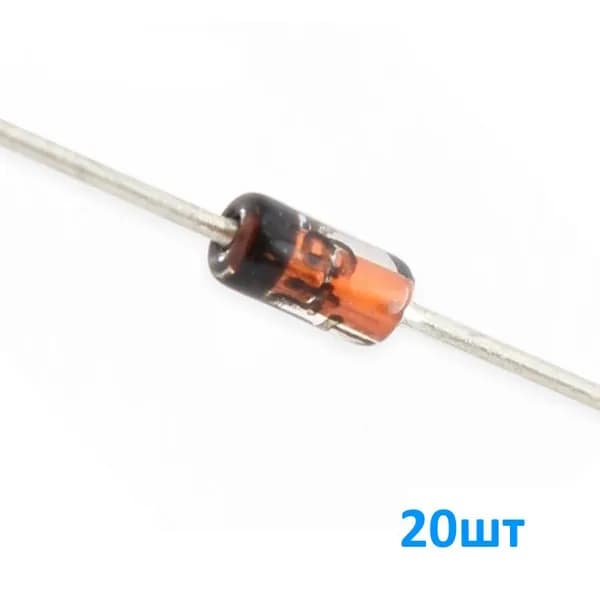 1N4148 20шт, Диод быстрый, 100В, 0.2А, 4нс, корпус DO35