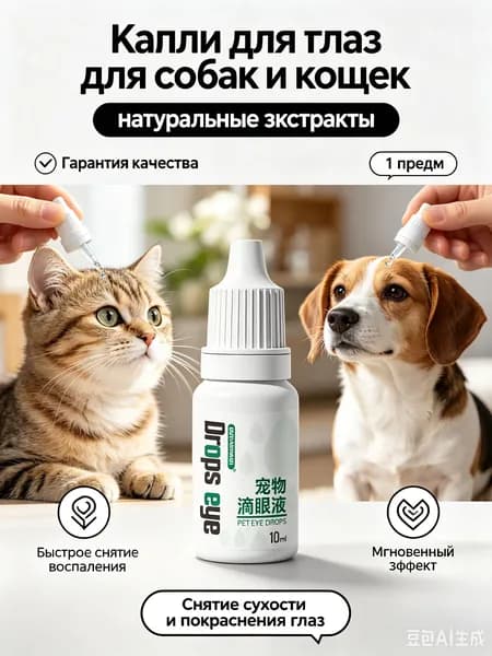 Капли для глаз для кошек и собак, 10 мл