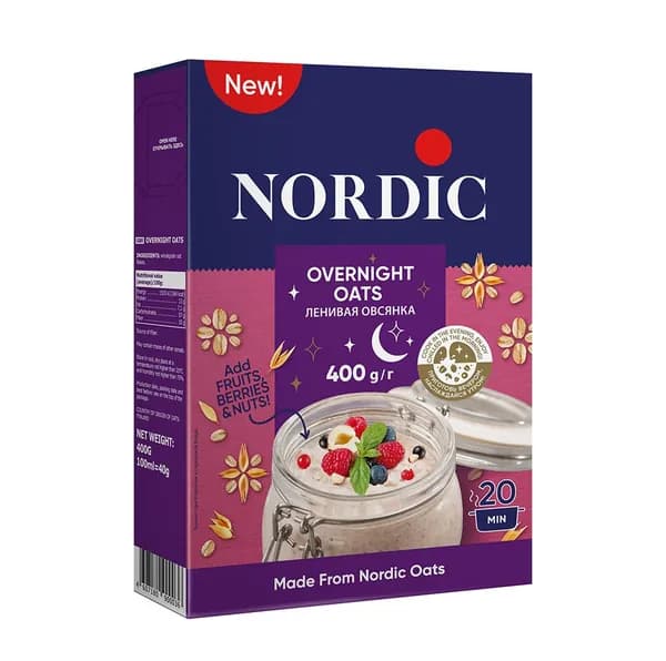 Хлопья овсяные Nordic Ленивая овсянка 400г, Россия